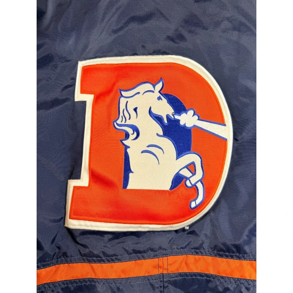 Vtg Nike NFL Pro Line Denver Broncos Big D Puffy Jacket Men's L Blue Orange